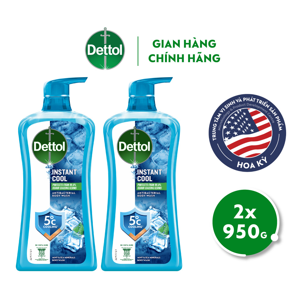 Combo 2 chai sữa tắm Dettol mát lạnh tức thì - Chai 950g