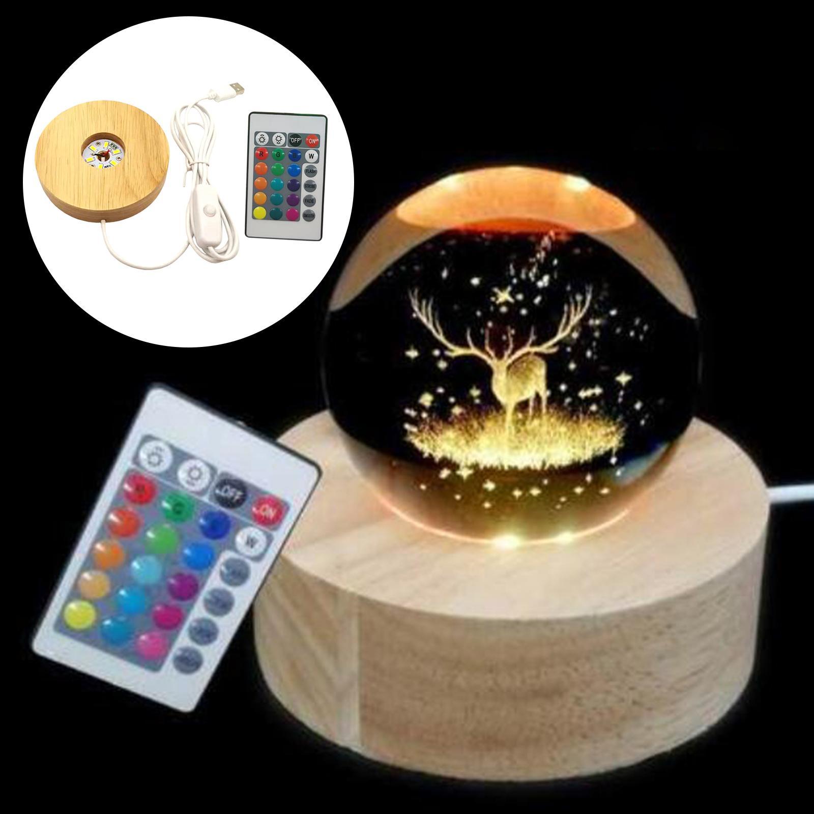 LED Night Light Base Acrylic Display Stand Lamp USB for Crystals Jewelry