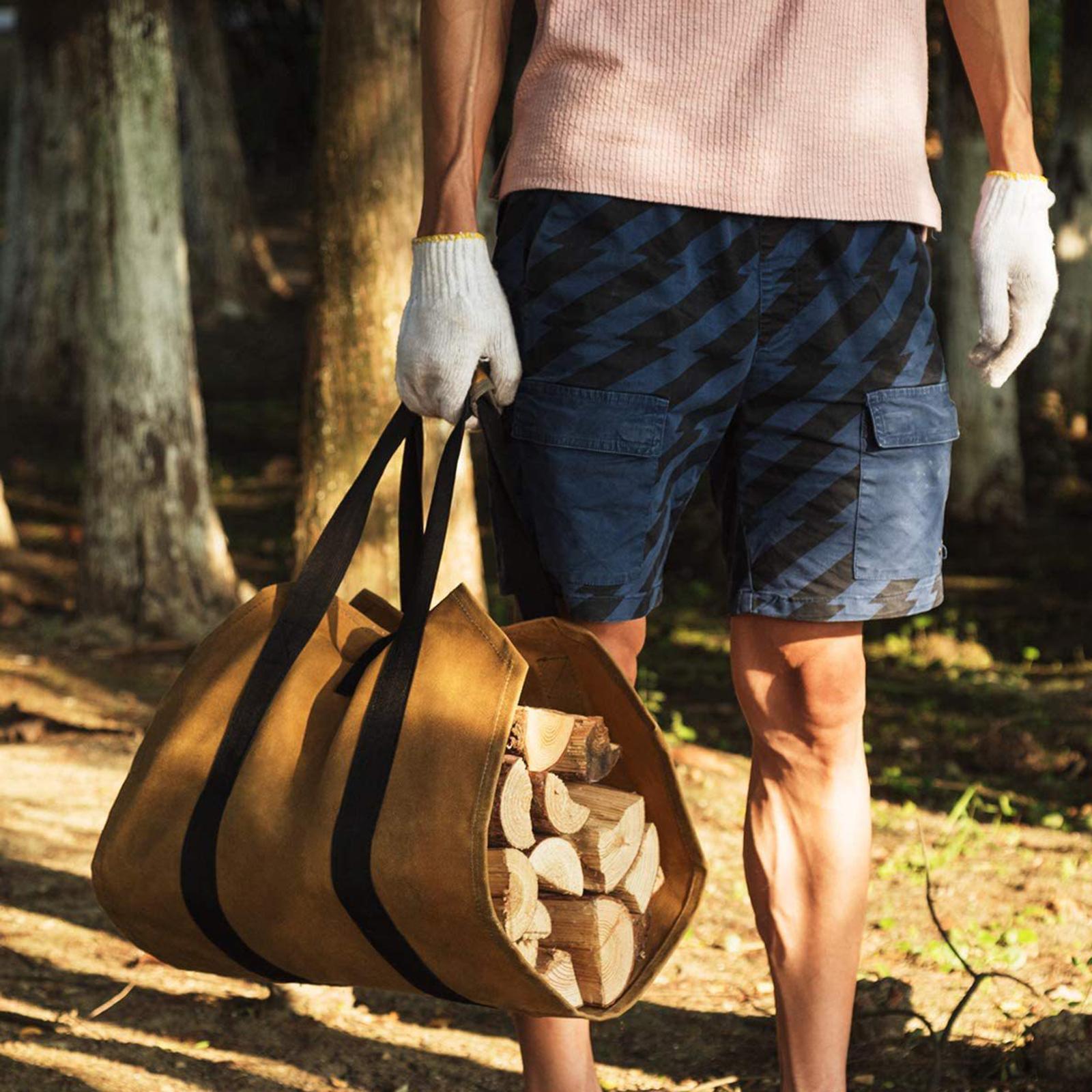 Large Capacity Firewood Carrier Log Tote Fire Wood Holder for Camping