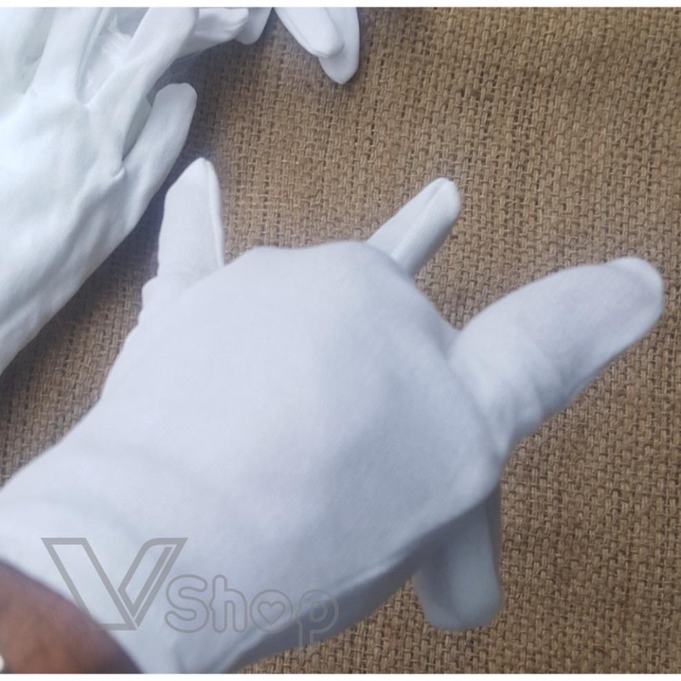 Bao tay trắng, găng tay vải cotton. lễ tân, sự kiện, kiểm định. Gói 12 đôi