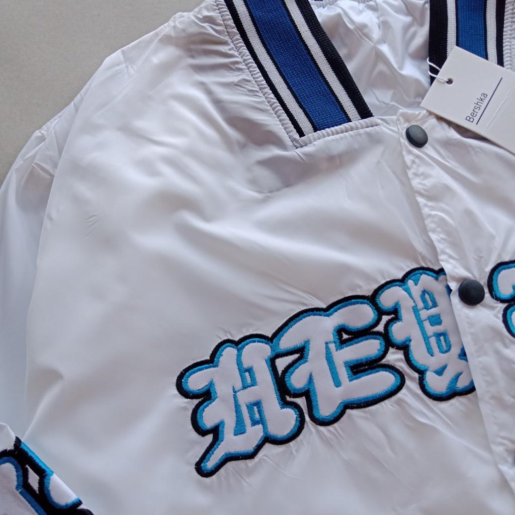 , Áo khoác bomber jacket HÌNH THÊU chữ tàu, áo đôi, dù 2 lớp, gió,Form Rộng, áo khoác size nhỏ