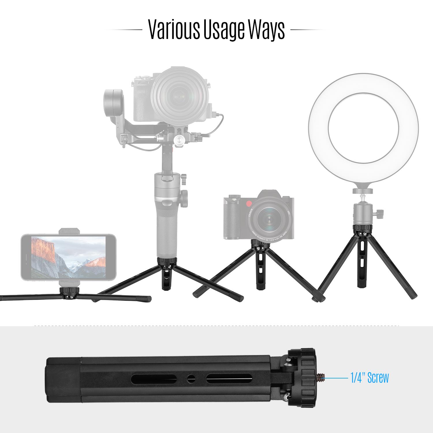 Giá đỡ chân máy bằng kim loại để bàn 1/4 inch Vít 4 mức Chiều cao có thể điều chỉnh cho Máy ảnh DSLR