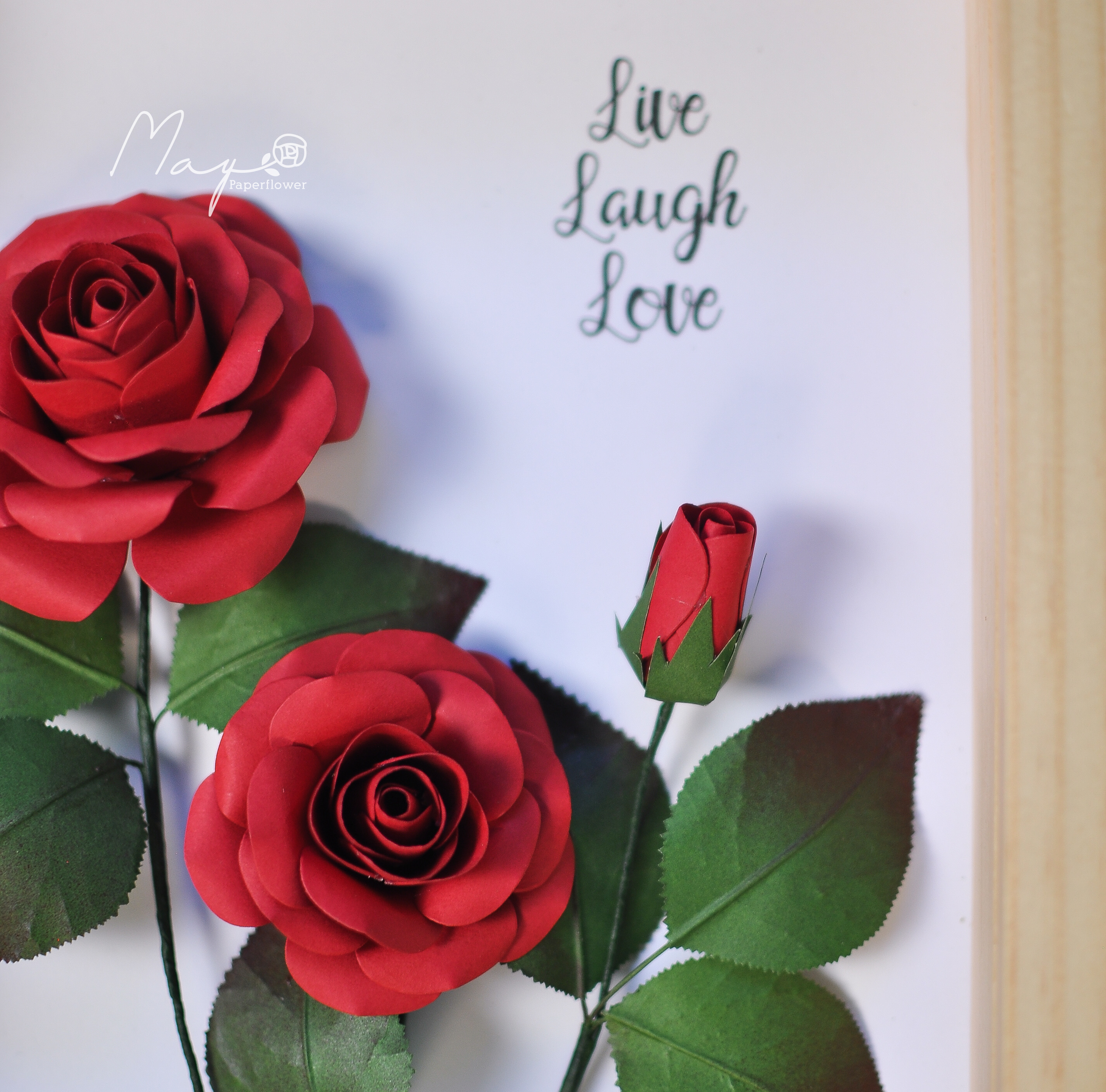 Hình ảnh Tranh hoa giấy handmade trang trí cao cấp SIMPLICITY Hoa Hồng 20x25 cm - Maypaperflower Hoa giấy nghệ thuật