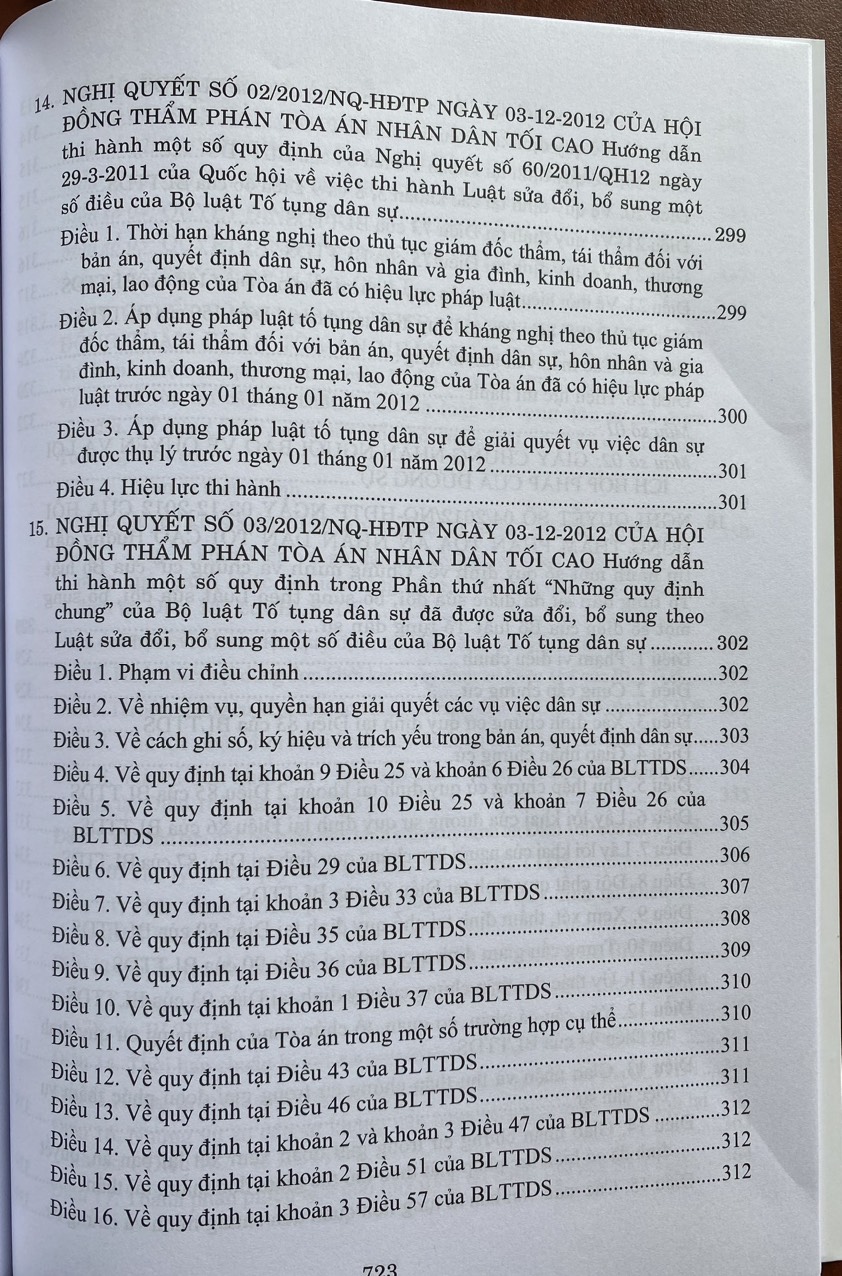 Hệ Thống Các Nghị Quyết Của Hội Đồng Thẩm Phán, Toà Án Nhân Dân Tối Cao Về Dân Sự Và Tố Tụng Dân Sự Từ Năm 1990 Đến 2023