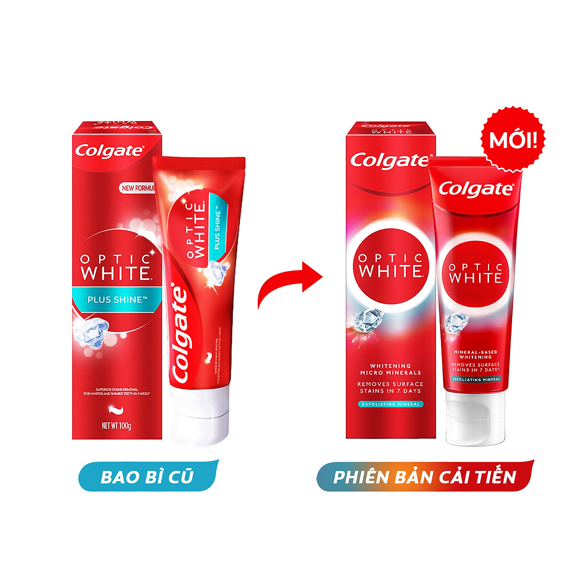 Bộ 4 Kem Đánh Răng Colgate trắng răng Optic White Exfoliating Mineral cho răng sáng bóng 100g/tuýp