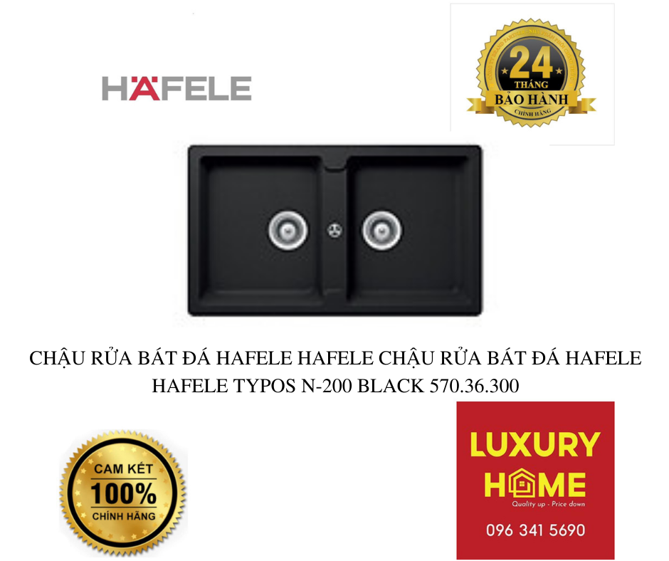 CHẬU RỬA BÁT ĐÁ HAFELE HAFELE CHẬU RỬA BÁT ĐÁ HAFELE HAFELE TYPOS N-200 BLACK 570.36.300 - Hàng chính hãng N-200 BLACK 570.36.300 - Hàng chính hãng