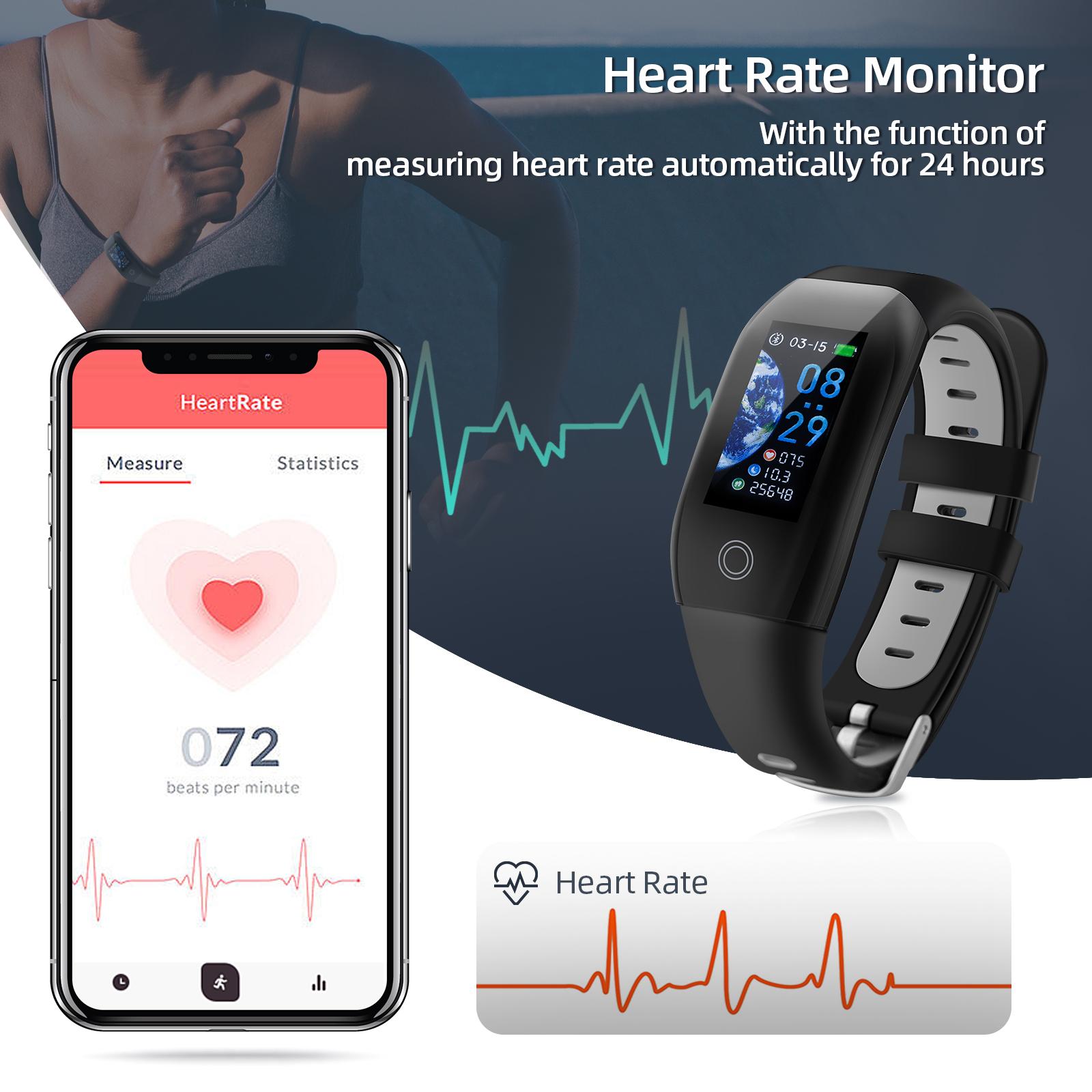 Máy theo dõi thể dục F21, máy theo dõi hoạt động, theo dõi nhịp tim, máy đo bàn đạp, IP68 không thấm nước, Đồng hồ thông minh thể thao dành cho nam giới
