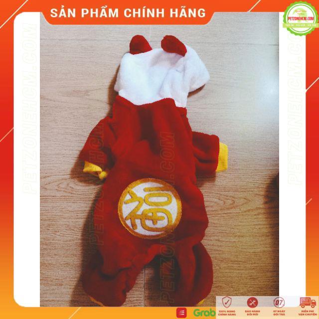Áo cho chó ngày tết - áo cho mèo in hình đồng tiền vải lông 4 chân, thiết kế áo mùa đông cho chó mèo