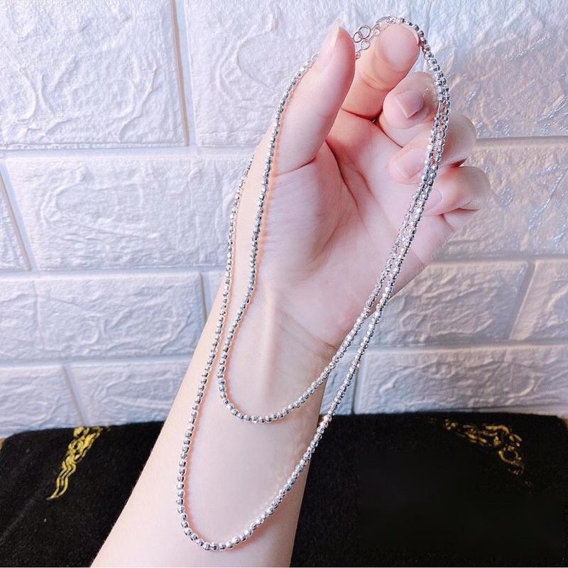 Dây chuyền bạc bi tròn phay nặng 4,5 chỉ dài 45 cm chuẩn bạc ta nguyên chất có bảo hành