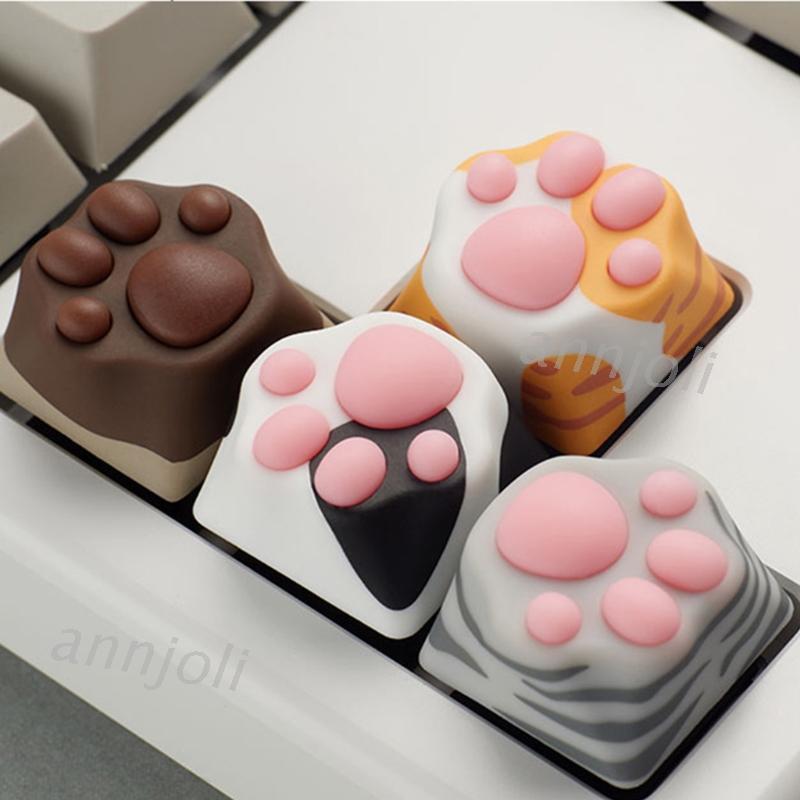 Nút bàn phím cơ thiết kế hình dấu chân mèo bằng silicone dành cho Cherry MX