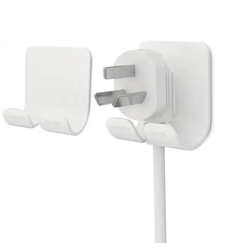 Màu trắng Móc Đa Năng Power Cord Wall Socket Cable Holder Hanger 20365 - Hàng Chính Hãng
