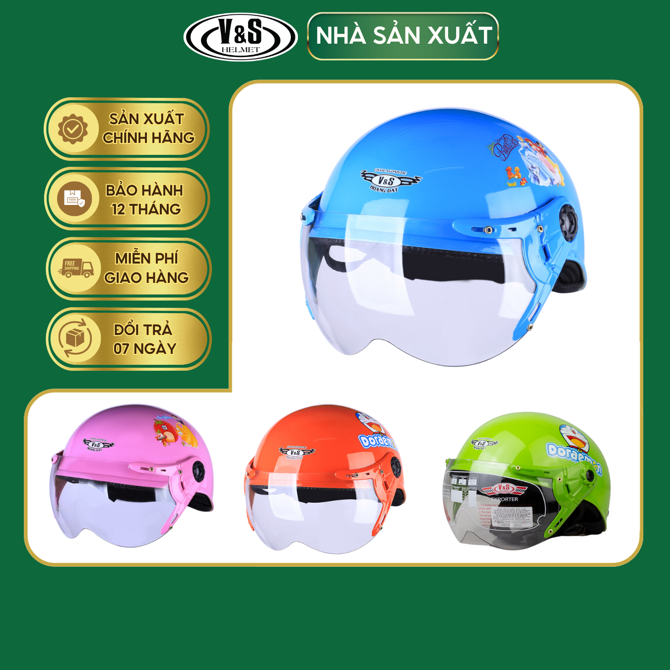 Mũ Bảo Hiểm Trẻ Em 1/2 V&amp;S VS03KB - Hàng Chính Hãng Bảo Hành 12 Tháng - Sản Phẩm Thời Trang Và Cao Cấp