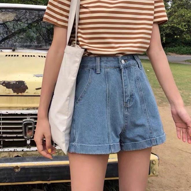Quần đùi nữ chất kaki, Quần Sooc Đùi Nữ Cạp Cao Ulzzang Thời Trang
