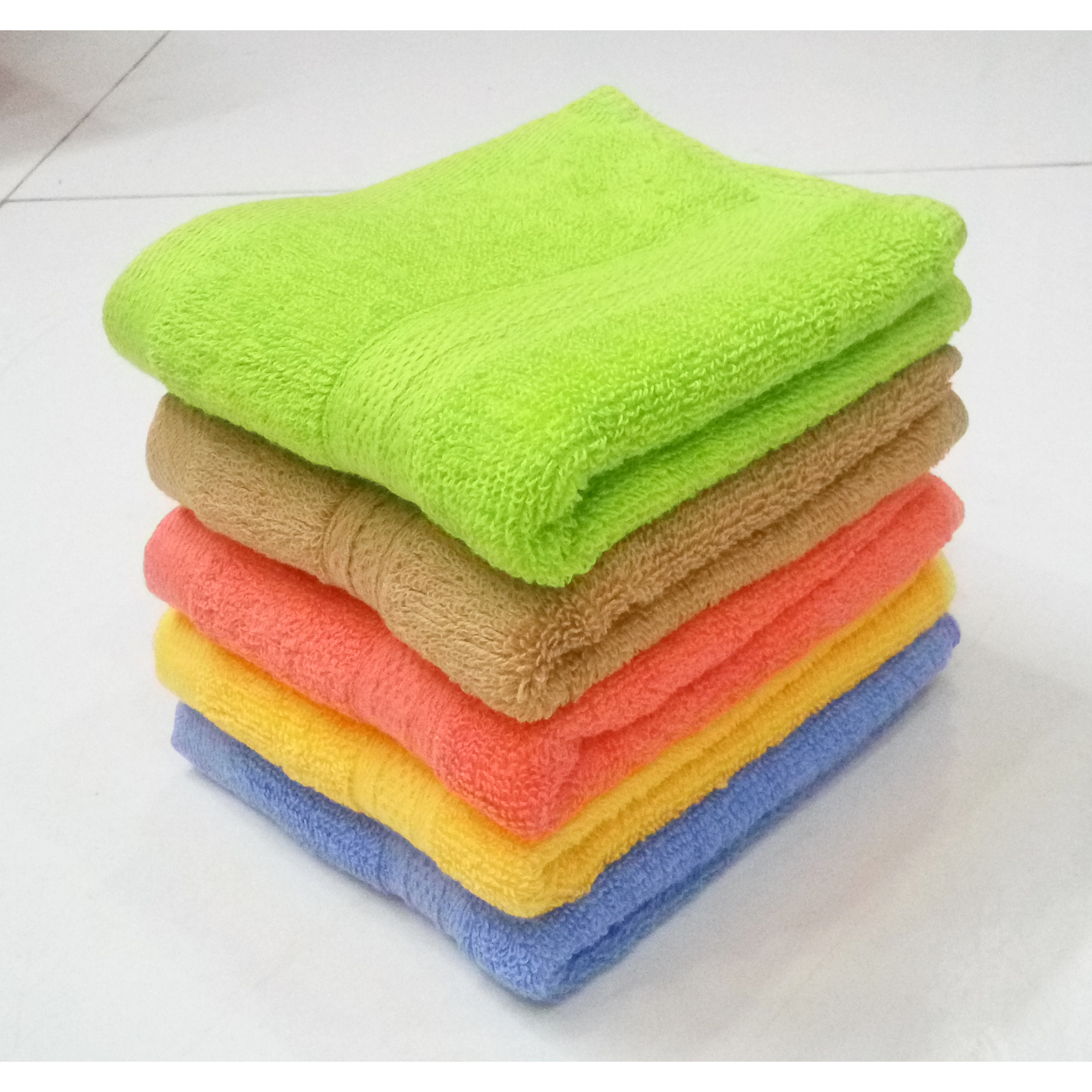 Bộ 5 khăn mặt cotton dày 2 mặt lông KT 30x48cm (Giao nhiều màu)