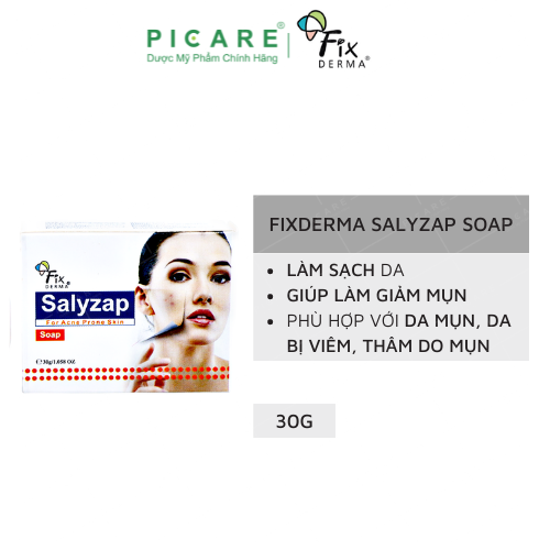 Xà Phòng Fixderma Giảm Mụn Mờ Thâm Mám Salyzap Soap  30g 