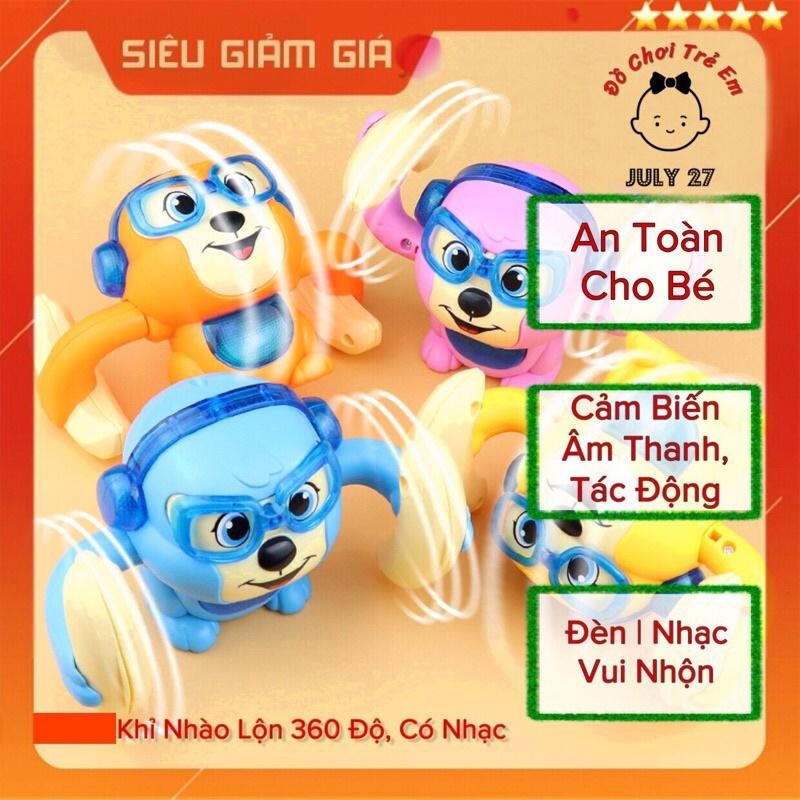 Khỉ Nhào Lộn Có Nhạc và Đèn Nháy Đổi Màu, Xoay 360 Độ, Cảm Biến Một Chạm, Cảm Biến Âm Thanh