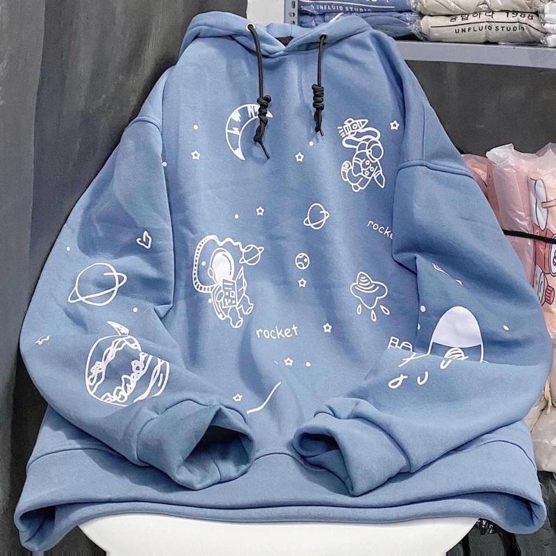 Áo hoodie nỉ lót bông Roc ket unisex