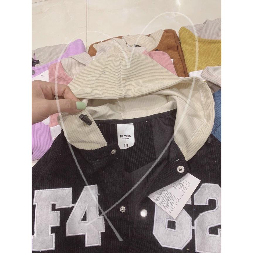 Áo Khoác Nhung Gân Thêu F462 1 Lớp Có Nón Chất Đẹp