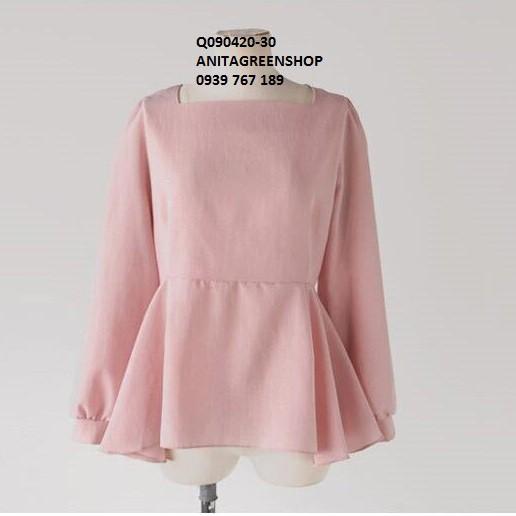 Q090420 ÁO KIỂU PEPLUM DÀI TAY
