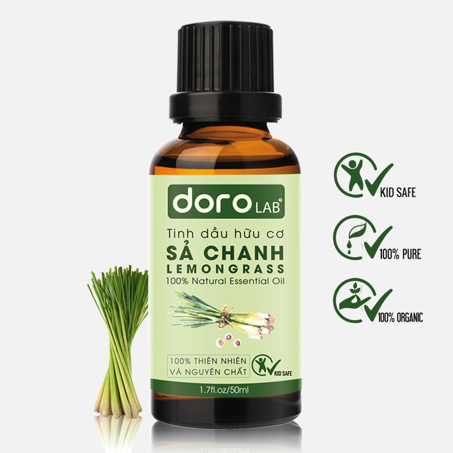 Tinh dầu Sả chanh cao cấp | Lemongrass essential oil. Tinh dầu xông phòng Doro giúp khử mùi, thanh lọc không khí, giảm căng thẳng, đuổi muỗi và côn trùng