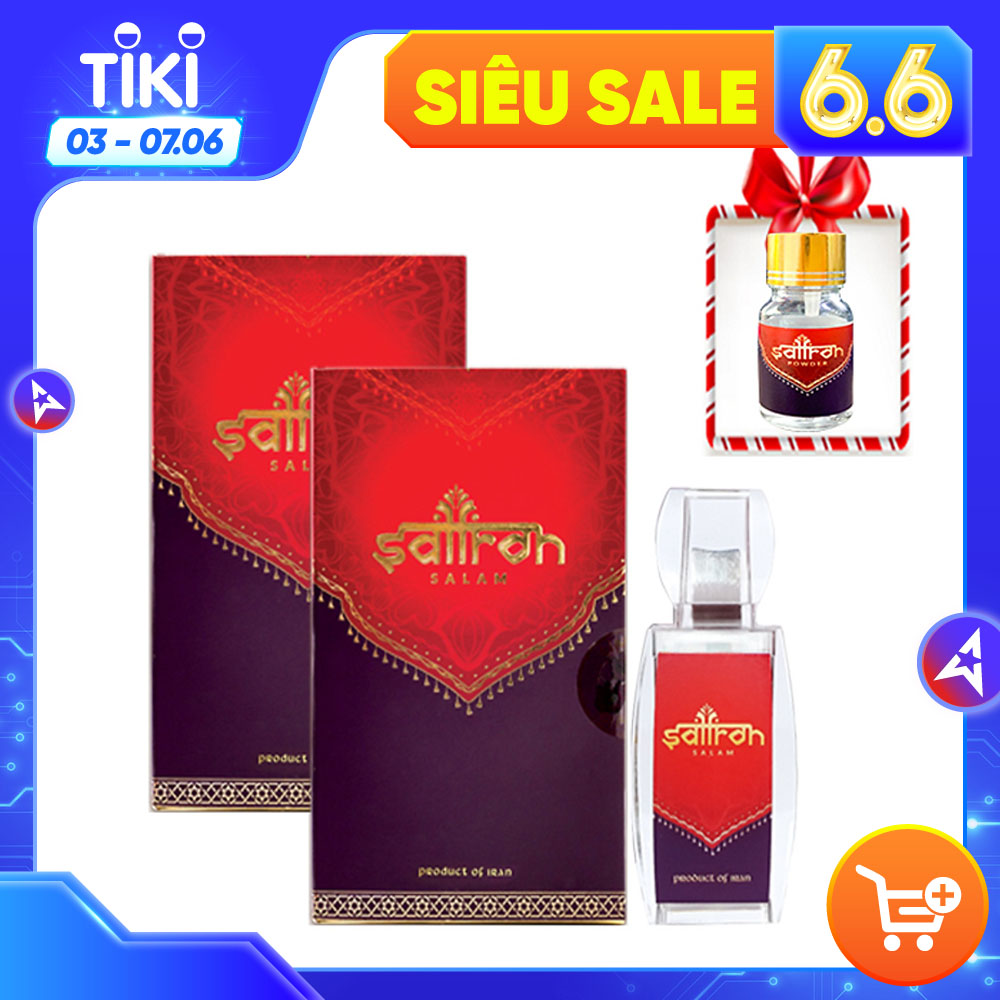  Combo 2 hộp Saffron Salam(Nhụy Hoa Nghệ Tây) 1gr Super Negin Dòng Hữu Cơ Tinh Khiết Theo Tiêu Chuẩn ISO 3632 Tặng Kèm 1gr Powder  