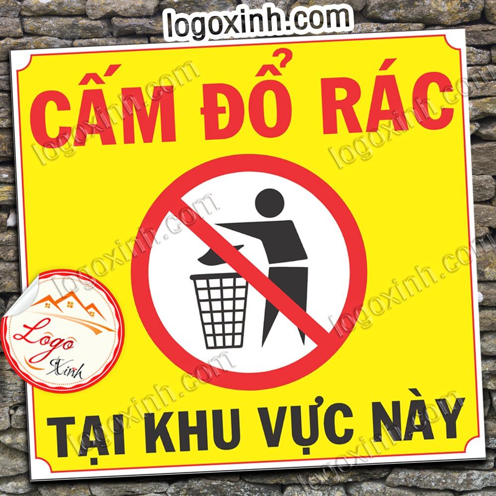 LOGO STICKER TEM DÁN CẤM ĐỔ RÁC BỪA BÃI TẠI KHU VỰC NÀY, GIỮ GÌN VỆ SINH CHUNG ĐỂ BẢO VỆ MÔI TRƯỜNG