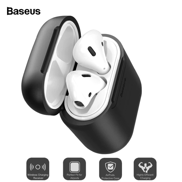 Bao case silicon kiêm sạc nhanh không dây Apple Airpods Baseus (Chống sốc, chuẩn sạc Qi, chứng nhận MFI của Apple) - Hàng chính hãng