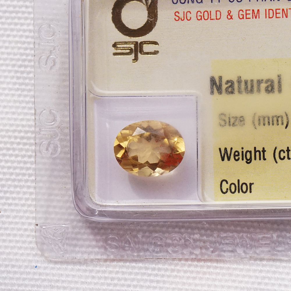 Mặt đá thạch anh vàng citrine kiểm định tự nhiên mài giác oval