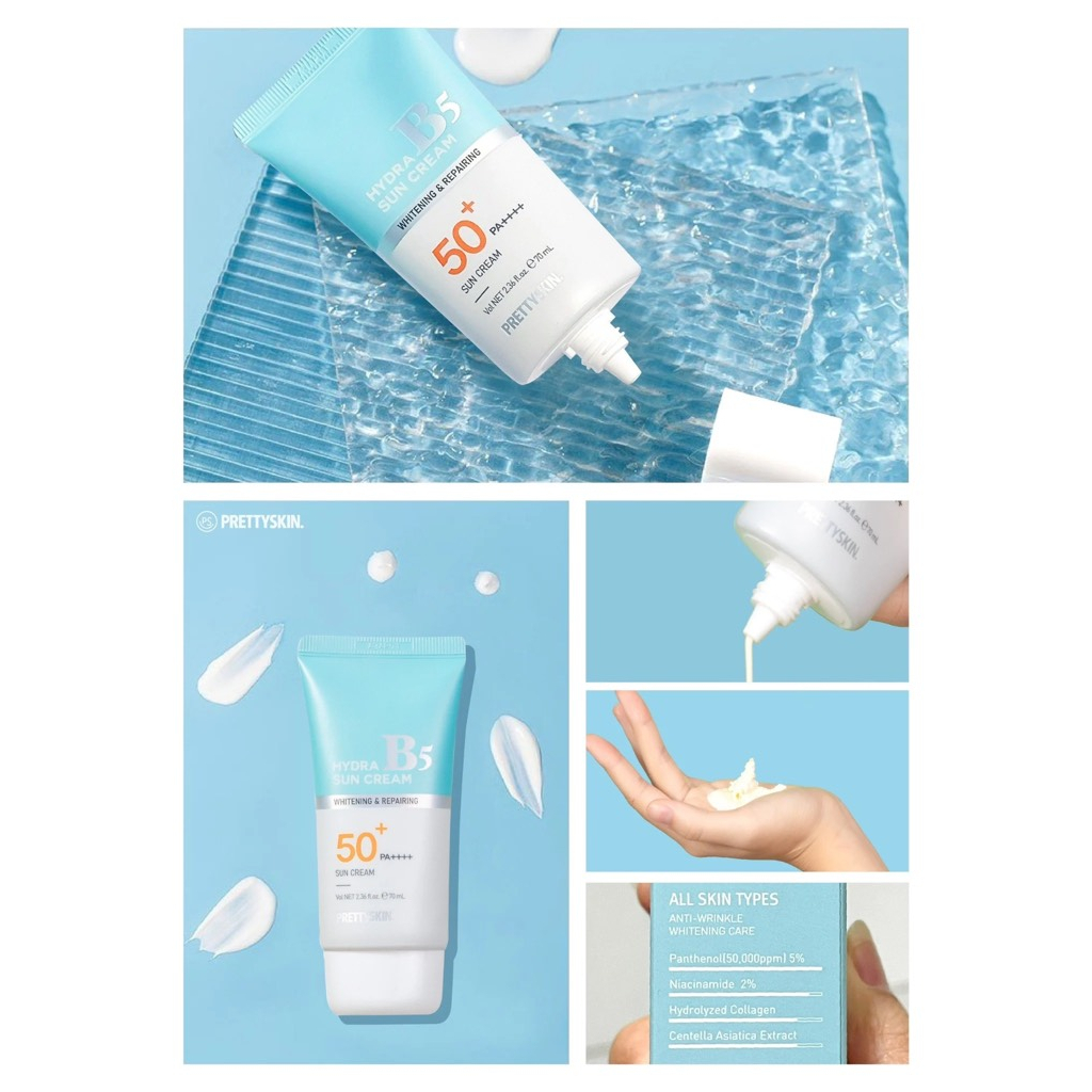 Kem chống nắng Pretty Skin phục hồi dưỡng trắng Hydra B5 Sun Cream SPF 50+/PA+++ 70ML