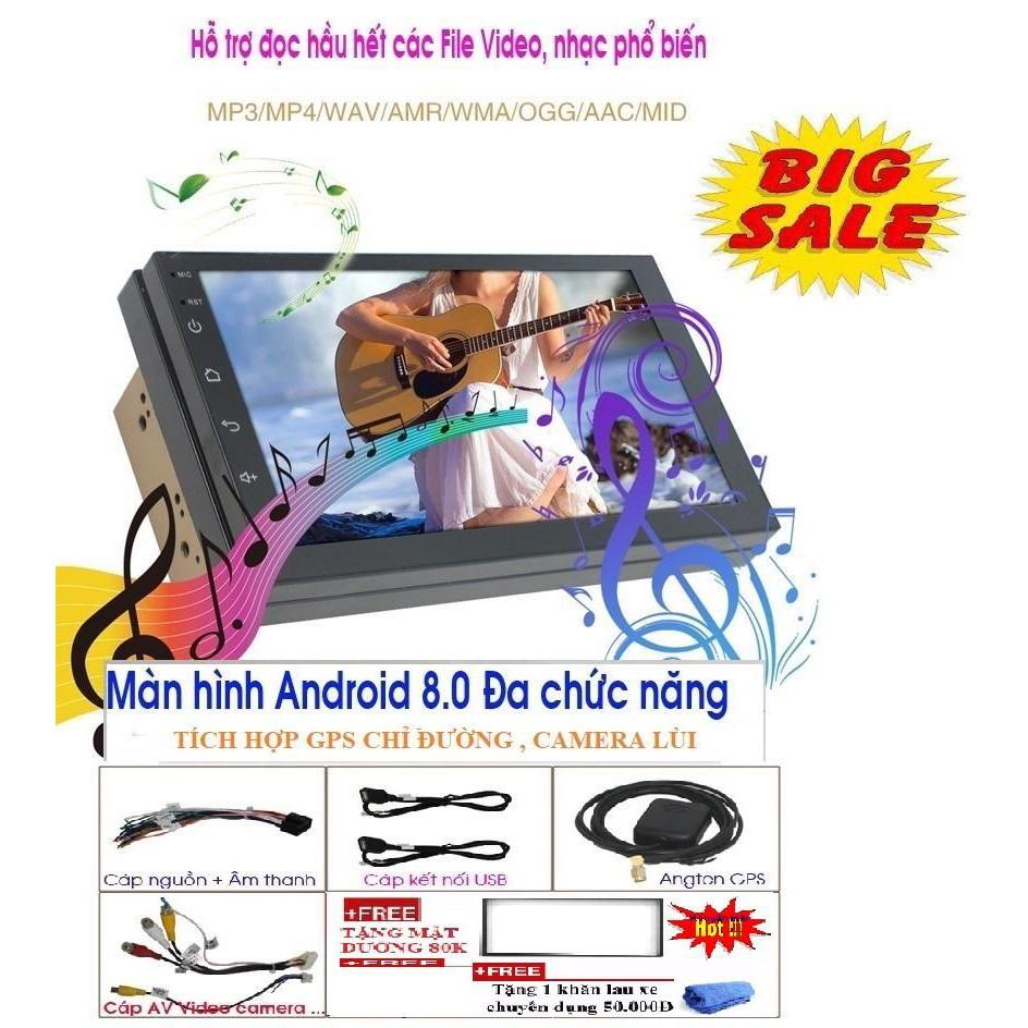 Màn hình cho xe hơi- Màn hình android Wifi,GPS  đa chức năng, sử dụng Tiếng Việt TẶNG MẶT DƯỠNG VÀ KHĂN LAU CAO CẤP