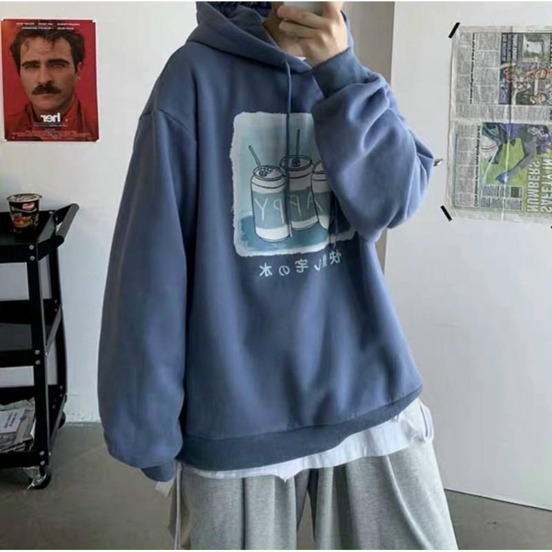 Áo Hoodie tay phồng chất nỉ bông cực mịn chữ nhật - Form rộng Unisex Nam Nữ Couple đều mặc được