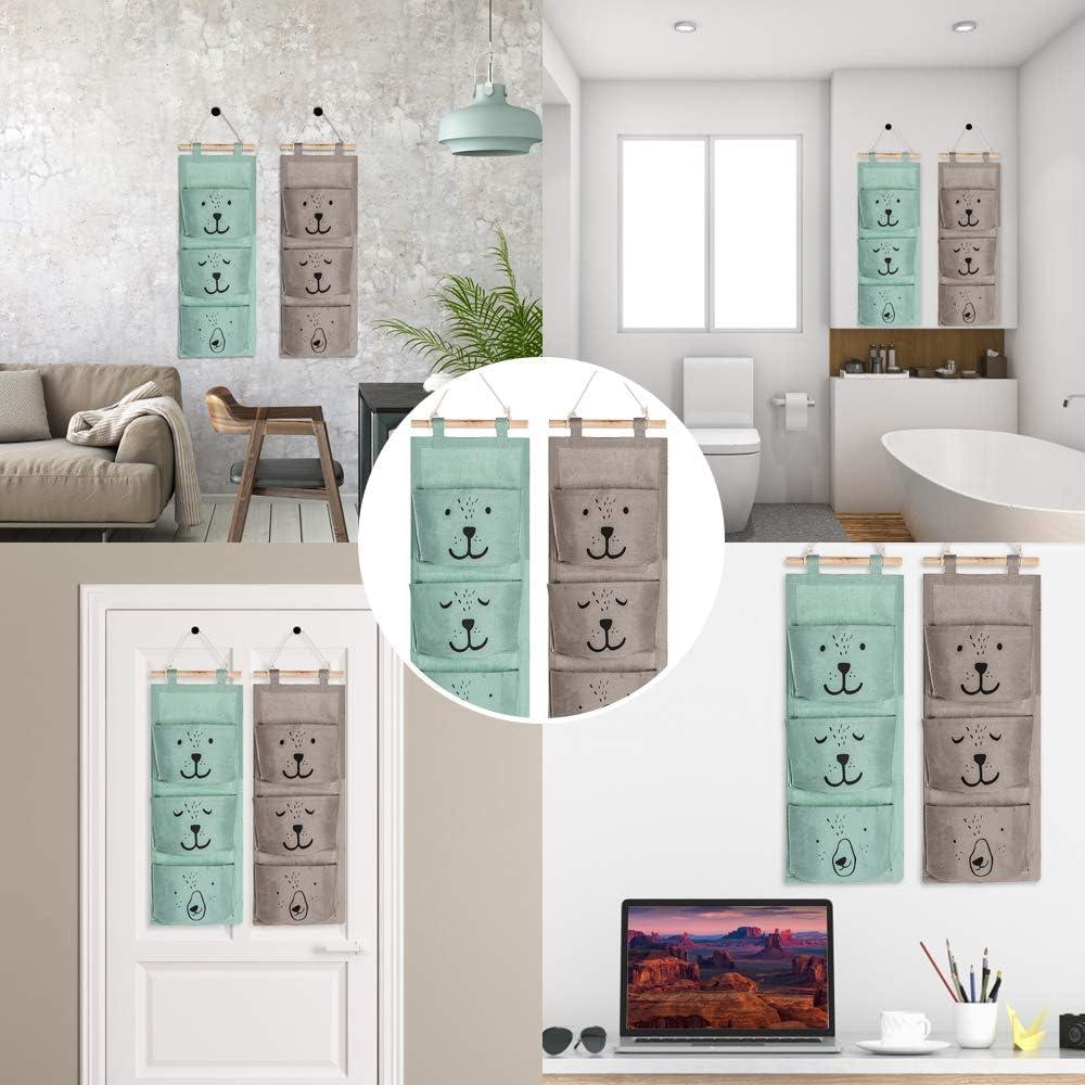 2PCCS Túi lưu trữ treo tường 3 túi vải lót túi vải giỏ túi lưu trữ không thấm nước cho kính điều khiển từ xa thư