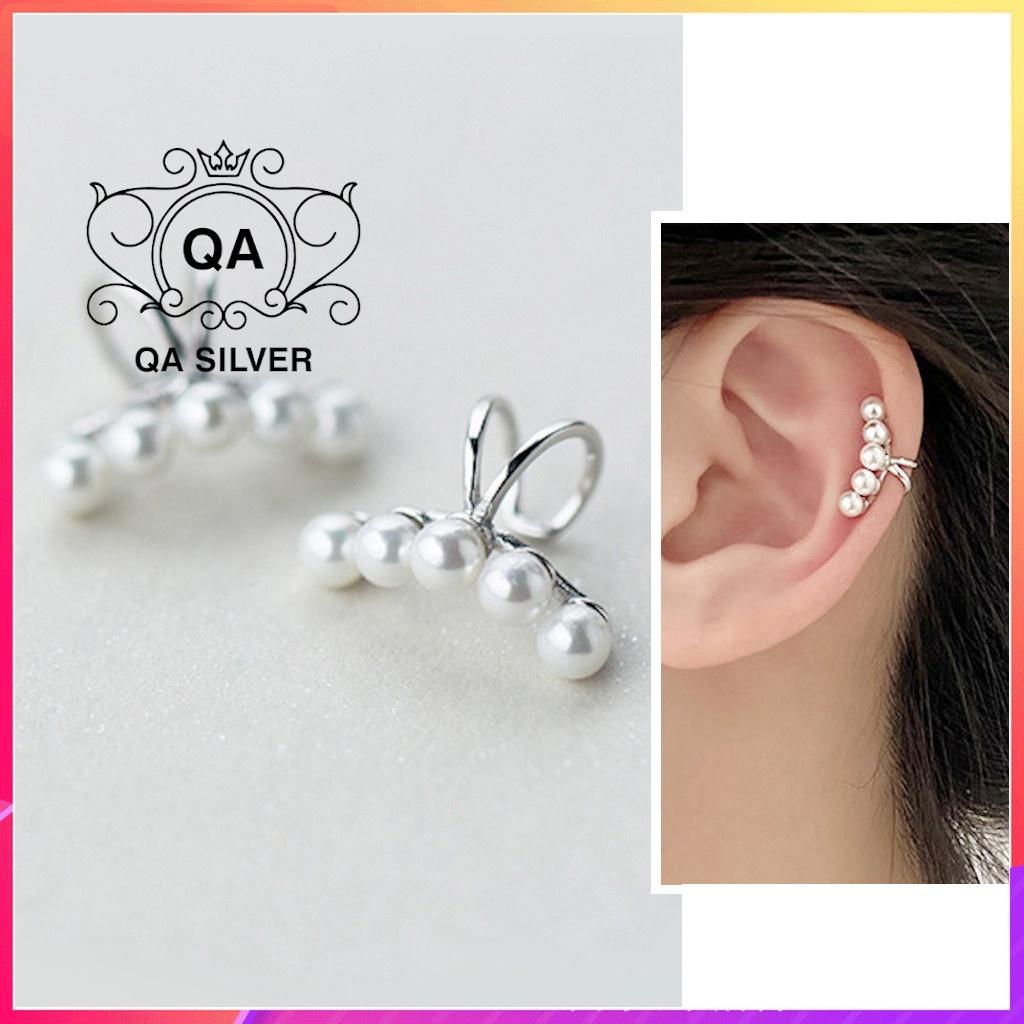 Khuyên tai bạc nữ kẹp vành ngọc trai giả S925 PEARL Silver Earrings QA SILVER EA220406