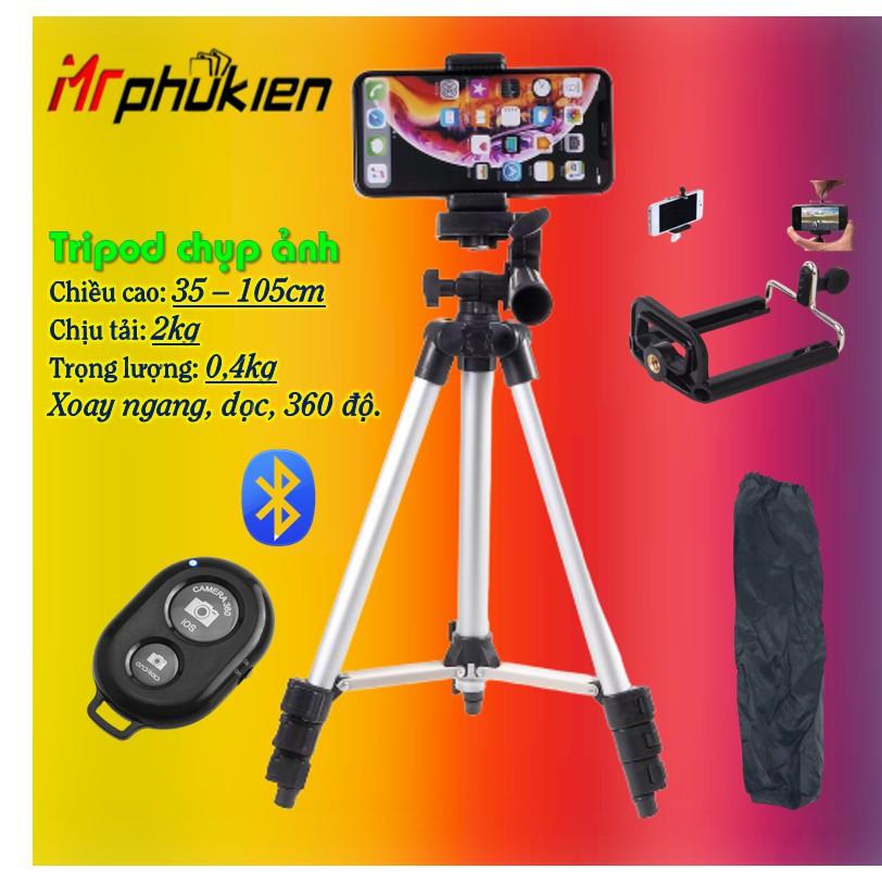 TRIPOD ĐIỆN THOẠI, MÁY ẢNH 105CM KÈM REMOTE BLUETOOTH CHỤP ẢNH TỪ XA MS100