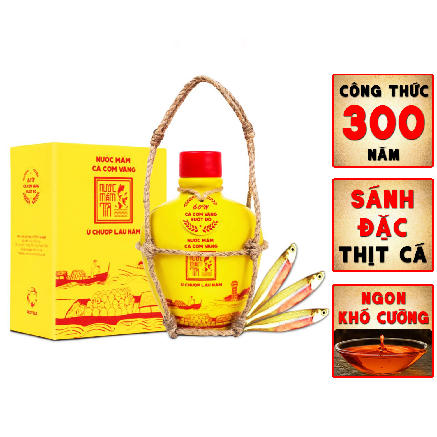 Nước mắm Tĩn cá cơm vàng ruột đỏ độ đạm 60N 250 ml rin nguyên chất truyền thống không chất bảo quản