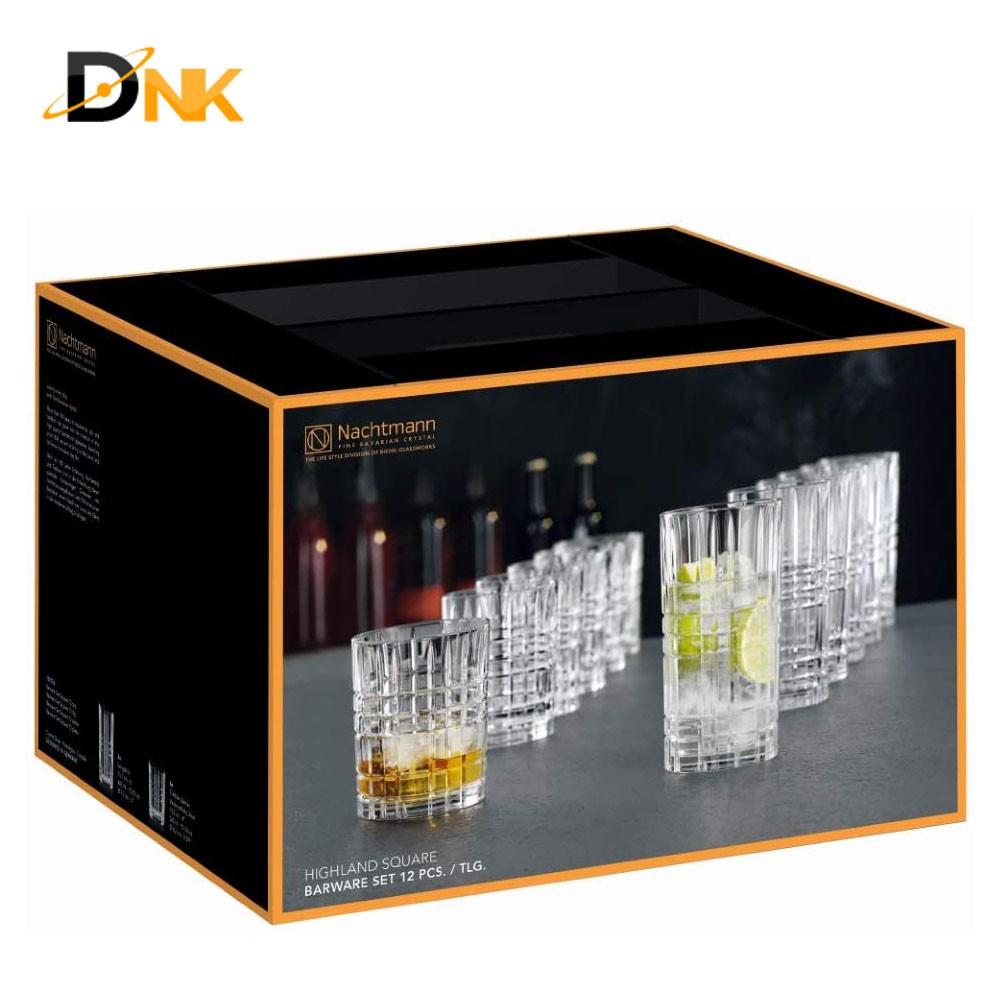 Bộ 12 cốc pha lê Nachtmann Highland Square - CAM KẾT HÀNG NHẬP KHẨU ĐƯC BỞI DNK