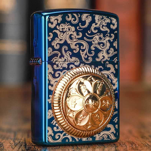 Vỏ Hột Quẹt Bật Lửa Zorro Z91725B Khắc họa tiết hoa văn đẹp độc lạ - Dùng Xăng Đá Cao Cấp