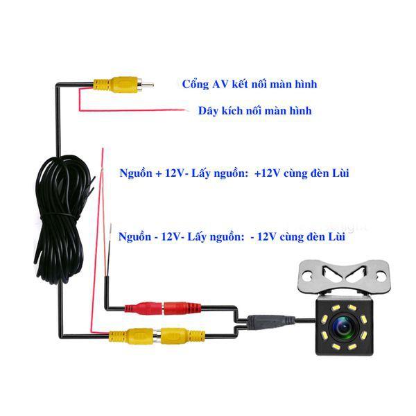 Camera lùi chống nước 8 Led Vuông