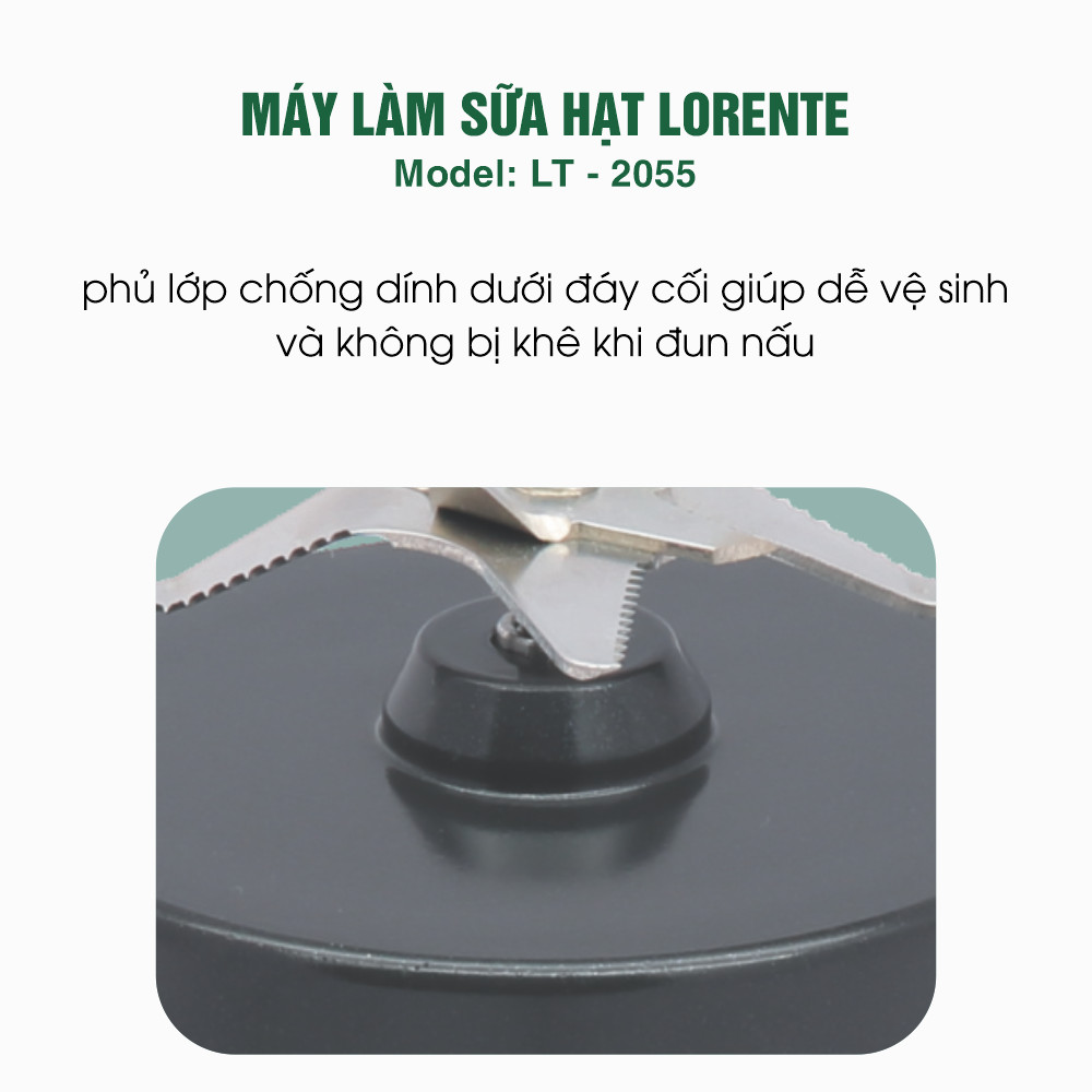 Máy xay nấu sữa hạt mini cao cấp Lorente LT-2055 dung tích 1.2 lít, công suất 400W, 8 lưỡi dao - Hàng chính hãng