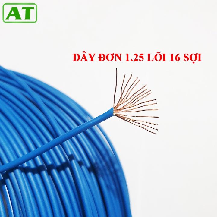 Cuộn 5m Dây Điện Nhật Lõi Đơn 1.25 mm2 Lõi 16 Sợi 4 Màu Tùy Chọn