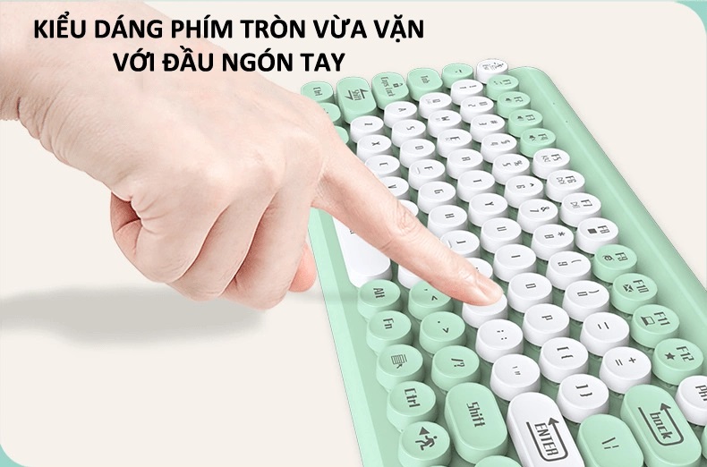 Bộ bàn phím mini 85 phím nút tròn và chuột không dây LANGTU LT700 dùng cho văn phòng - JL- HÀNG CHÍNH HÃNG