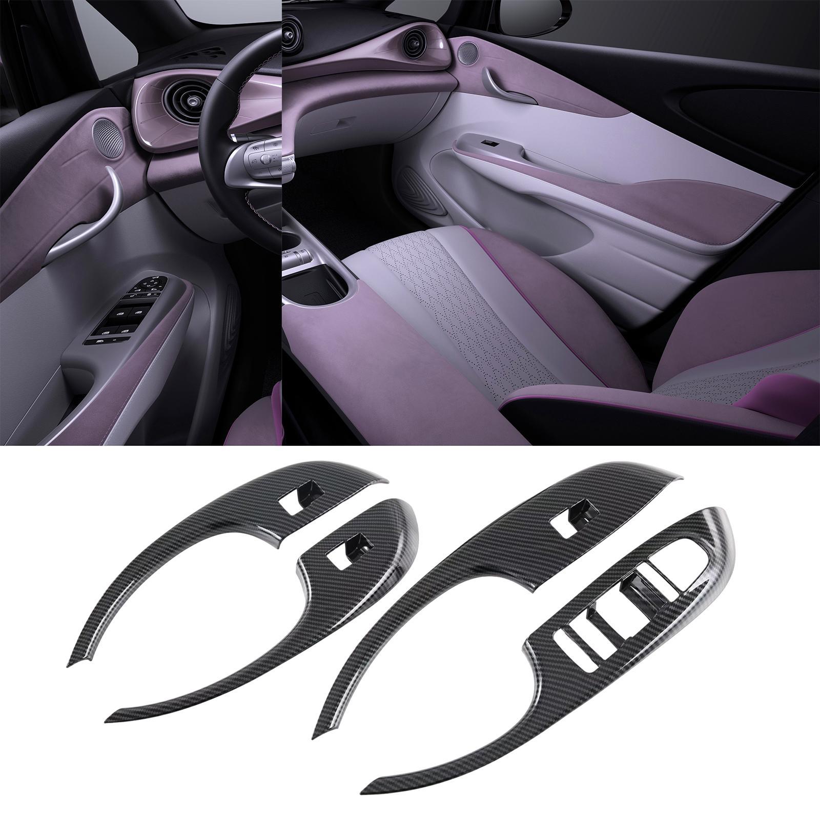 4x Car Window Lift Switch Cover, Carbon Fiber, Durable ,Protection Sticker Accessories Window Switch Panel Decor for Atto 2