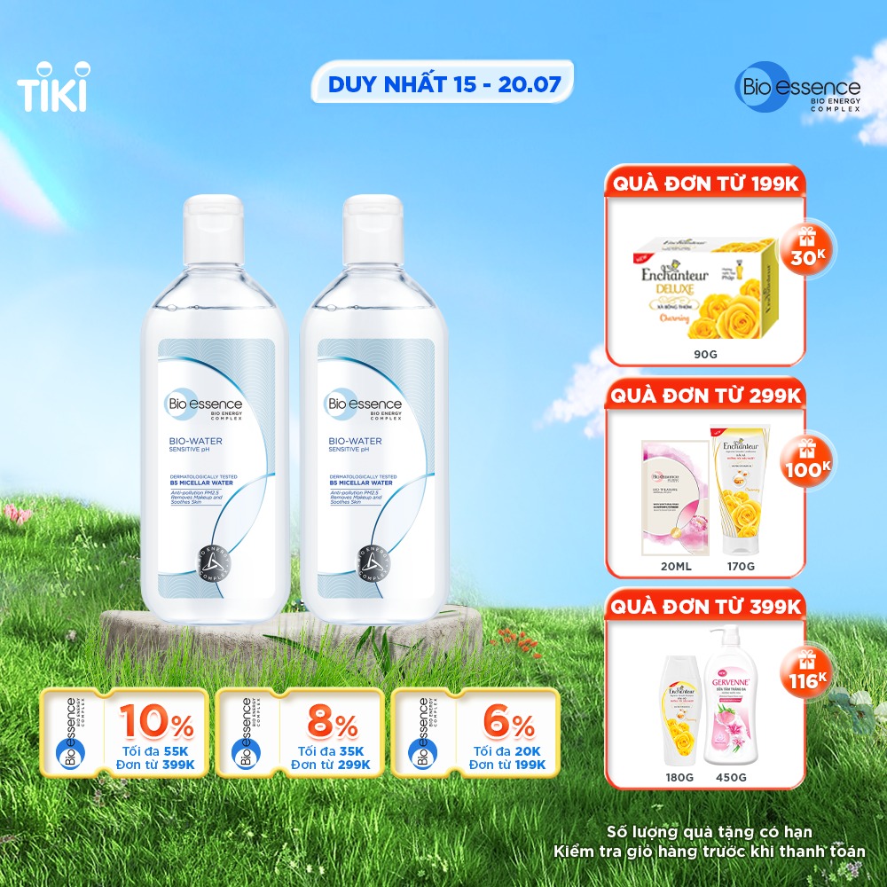 Combo 2 Nước tẩy trang ẩm mượt Bio-Essence Bio-Water 100ml/chai