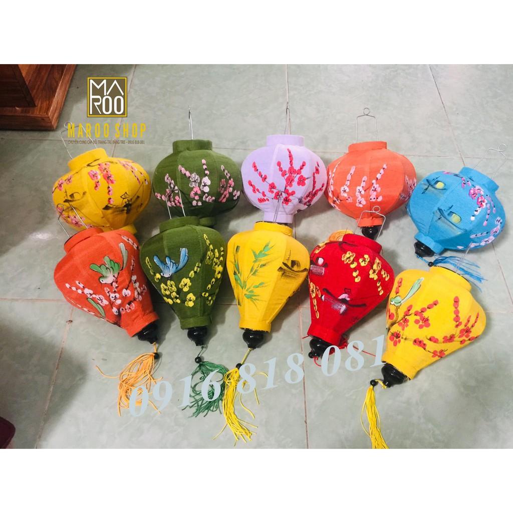Combo 10 đèn lồng Hội An size 20 cm vẽ hoa lá xinh xắn