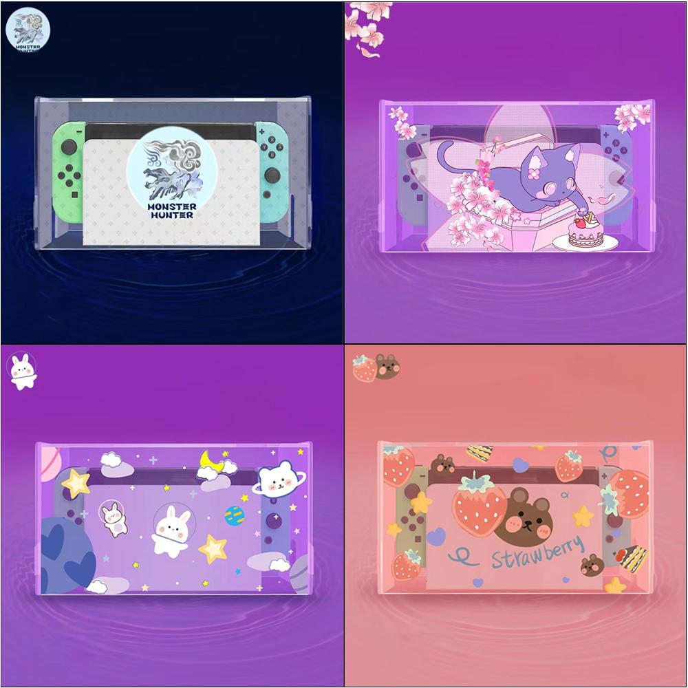 Tấm che bụi hoạt hình Tương thích với Nintendo Switch/Switch OLED TV Dock Stand Chống thấm nước Vỏ acrylic chống trầy xước Hộp hiển thị Màu sắc: loại 14