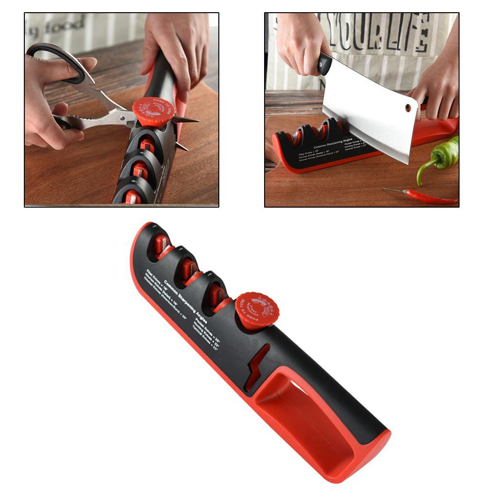 Kitchen Knife Sharpener Adjustable Scissor Knife Sharpening Tool Black Red