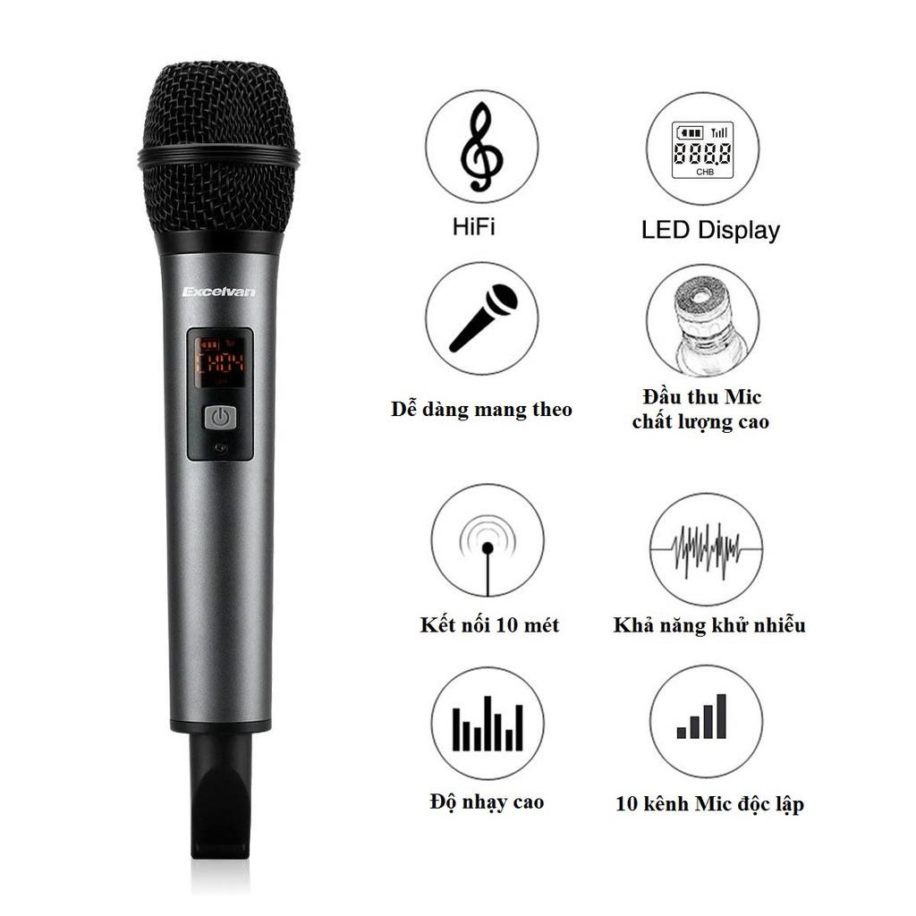 Micro Karaoke Không Dây Excelvan K18V, 01 Mic, VHF