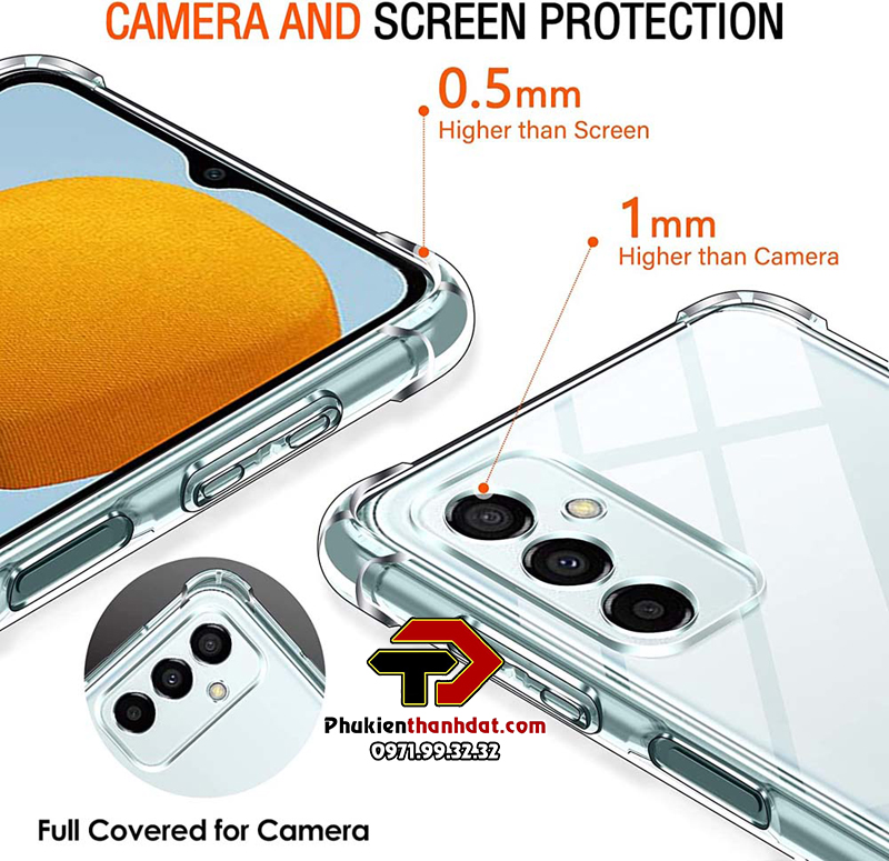 Ốp lưng cho SamSung Galaxy A14 5G trong suốt chống sốc bảo vệ camera sau