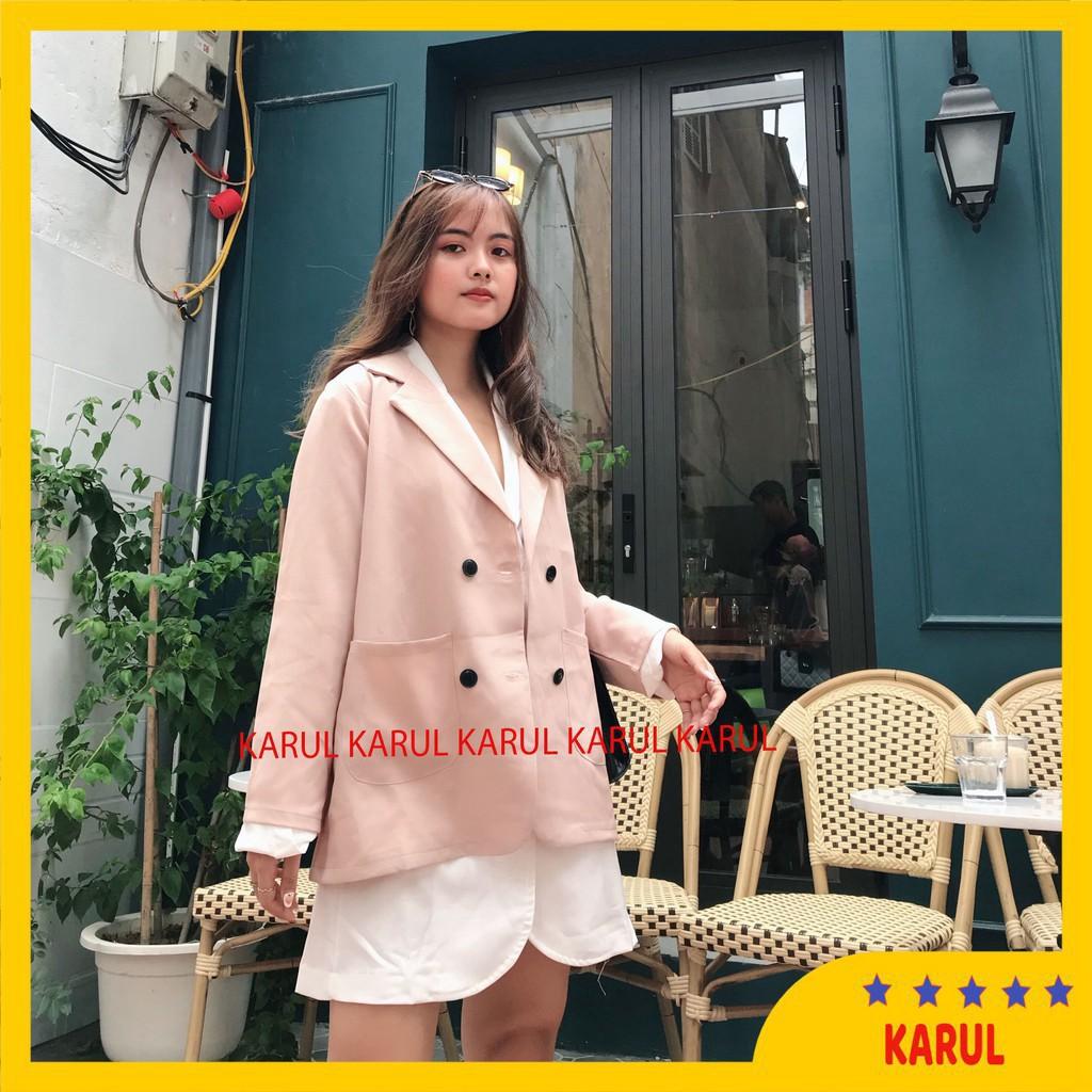 Bộ vest kẻ hot hit (Set gồm áo vest + chân váy