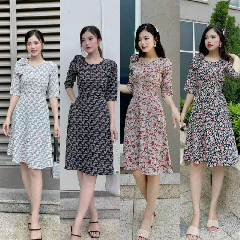 ĐẦM LỤA HOA ĐÍNH HOA HỒNG TRÊN VAI